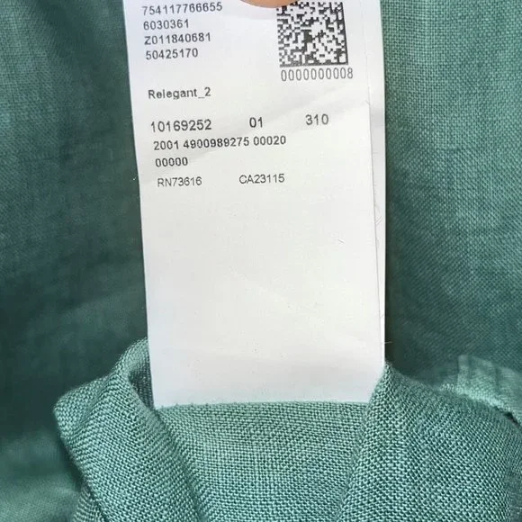 Hugo Boss Men's Regular Fit Solid Green Linen Shirt 2X-Large Casual Button Down Shirts